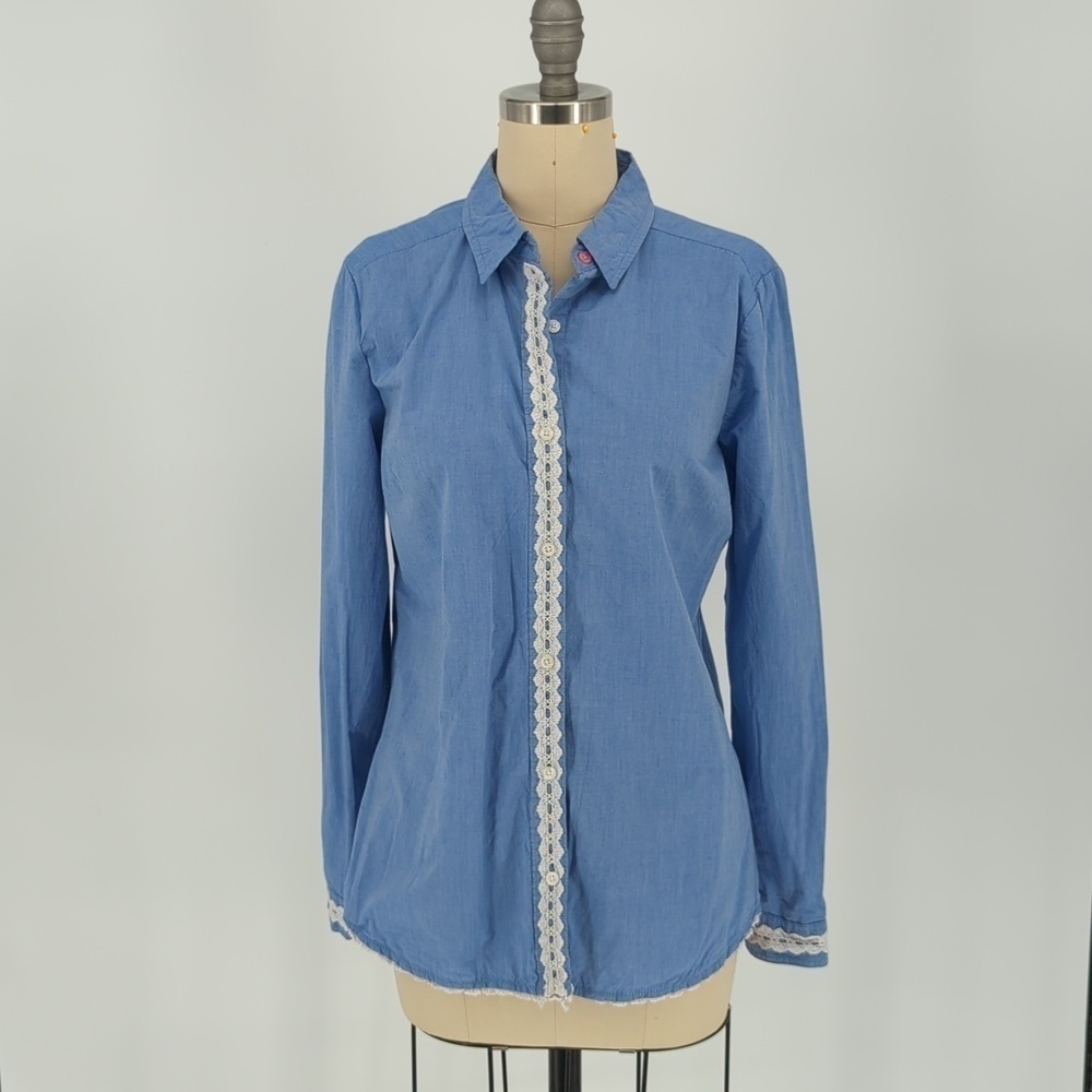 Hannah Button Down Shirt Blue S Business casual preppy Work office career